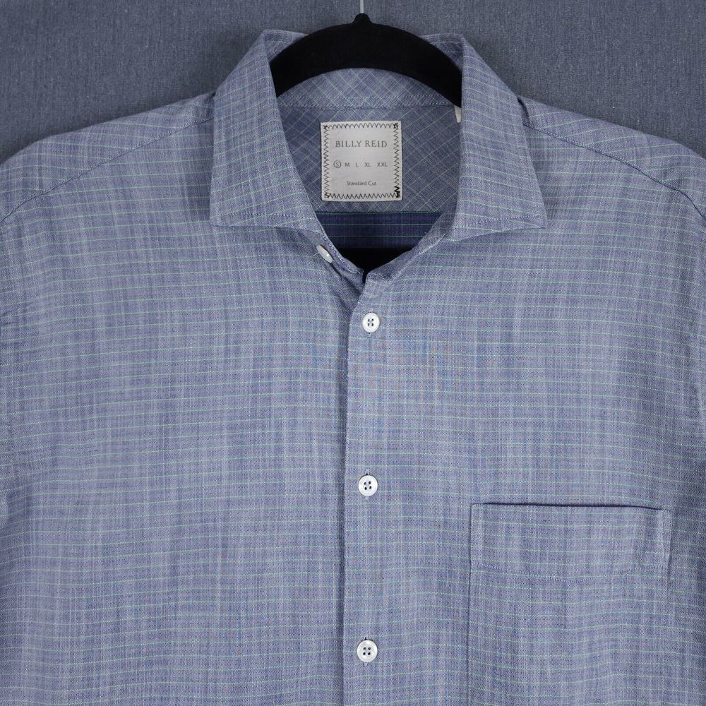Billy Reid John T Shirt Mens Small Blue Gray Striped Standard‎ Cut Long Sleeve